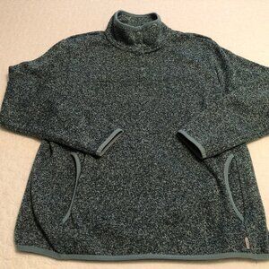 Eddie Bauer Jacket Women XL Sea Green Knit Snap Fleece Pullover Long Sleeve